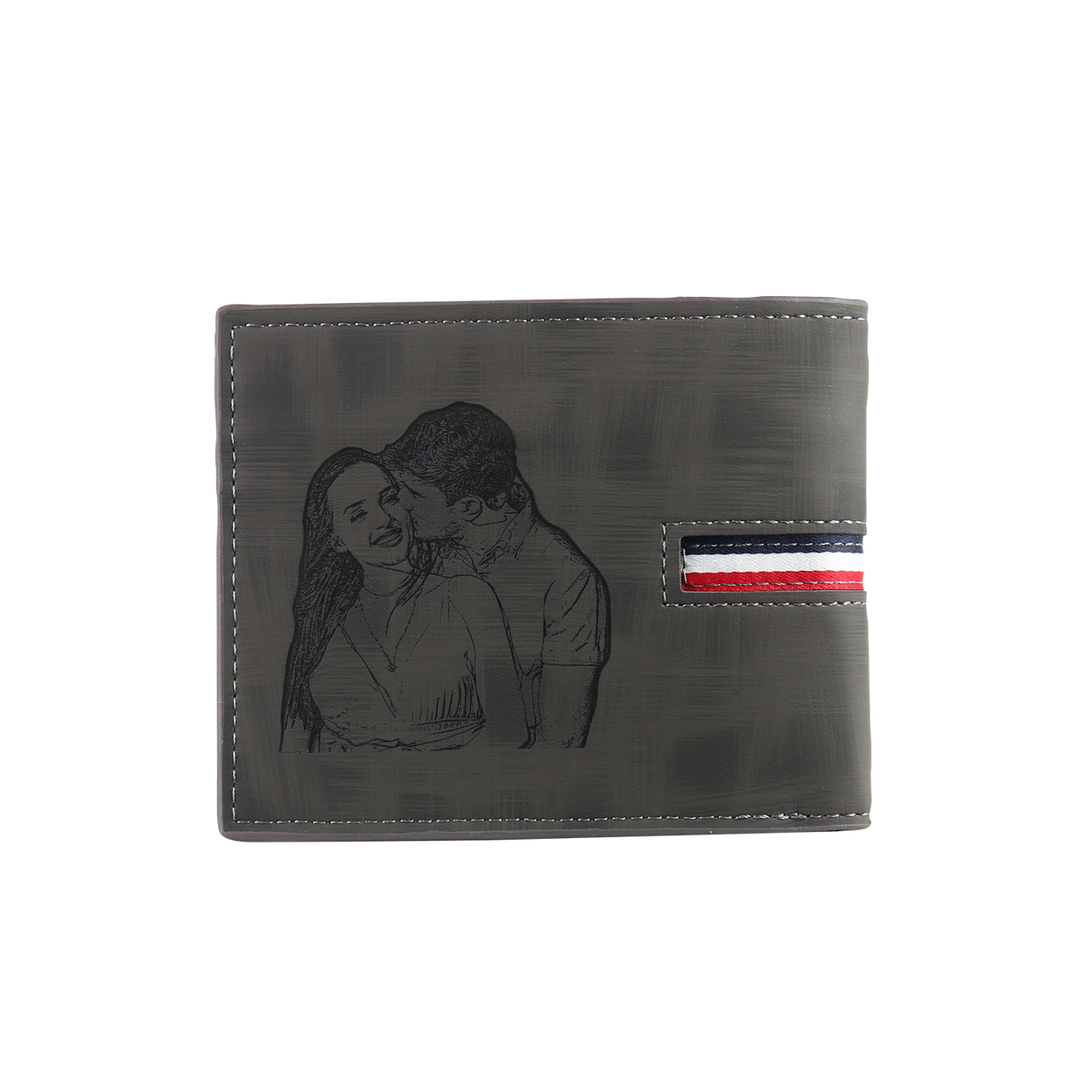Personalised Men Wallet Customised Photo & Name & Letter Monogram Billfold Leather Wallet Gift for Him