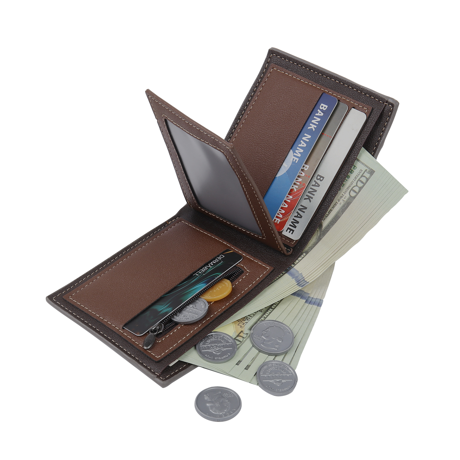 Personalised Men Wallet Customised Photo & Name & Letter Monogram Billfold Leather Wallet Gift for Him