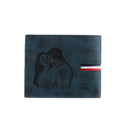 Personalised Men Wallet Customised Photo & Name & Letter Monogram Billfold Leather Wallet Gift for Him