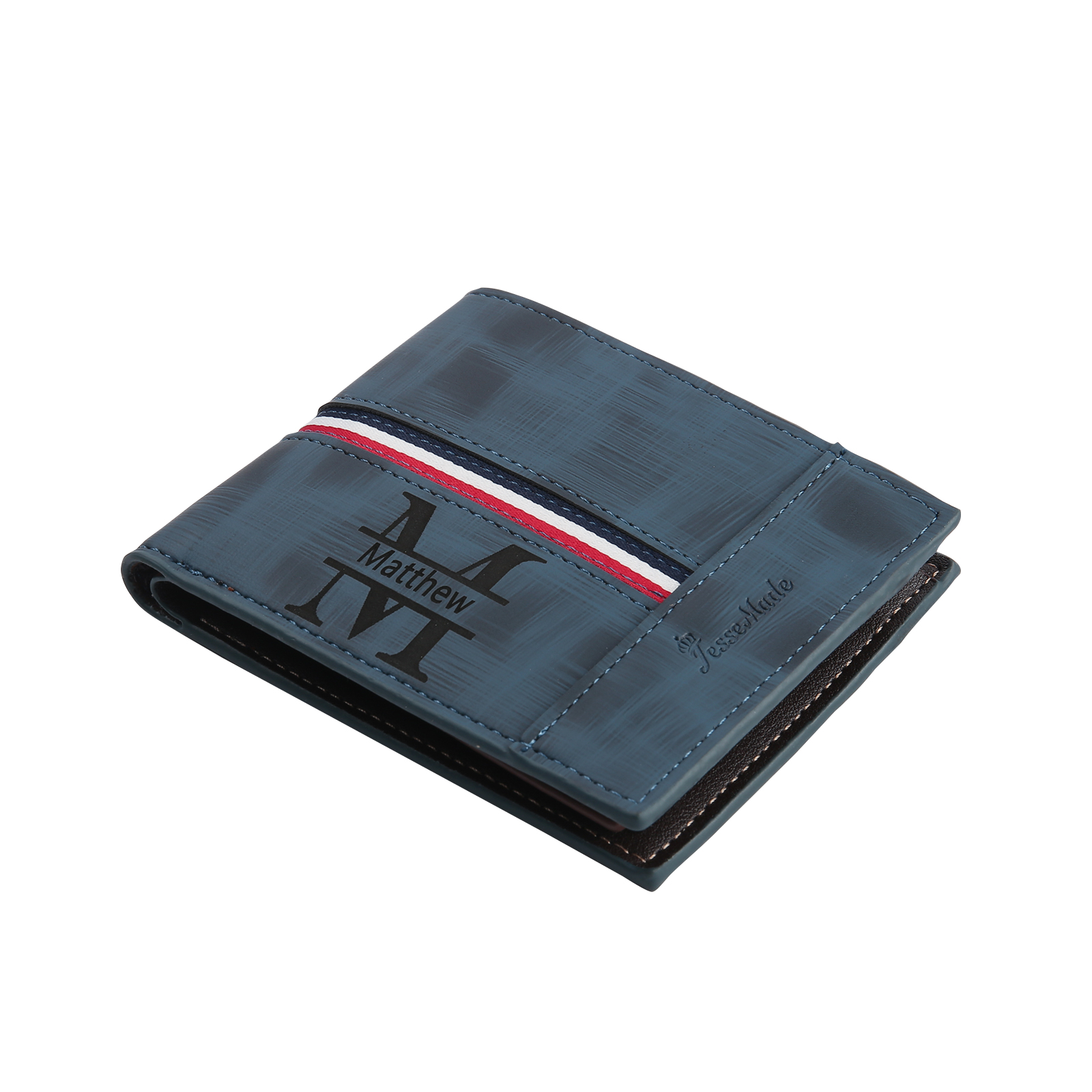 Personalised Men Wallet Customised Photo & Name & Letter Monogram Billfold Leather Wallet Gift for Him