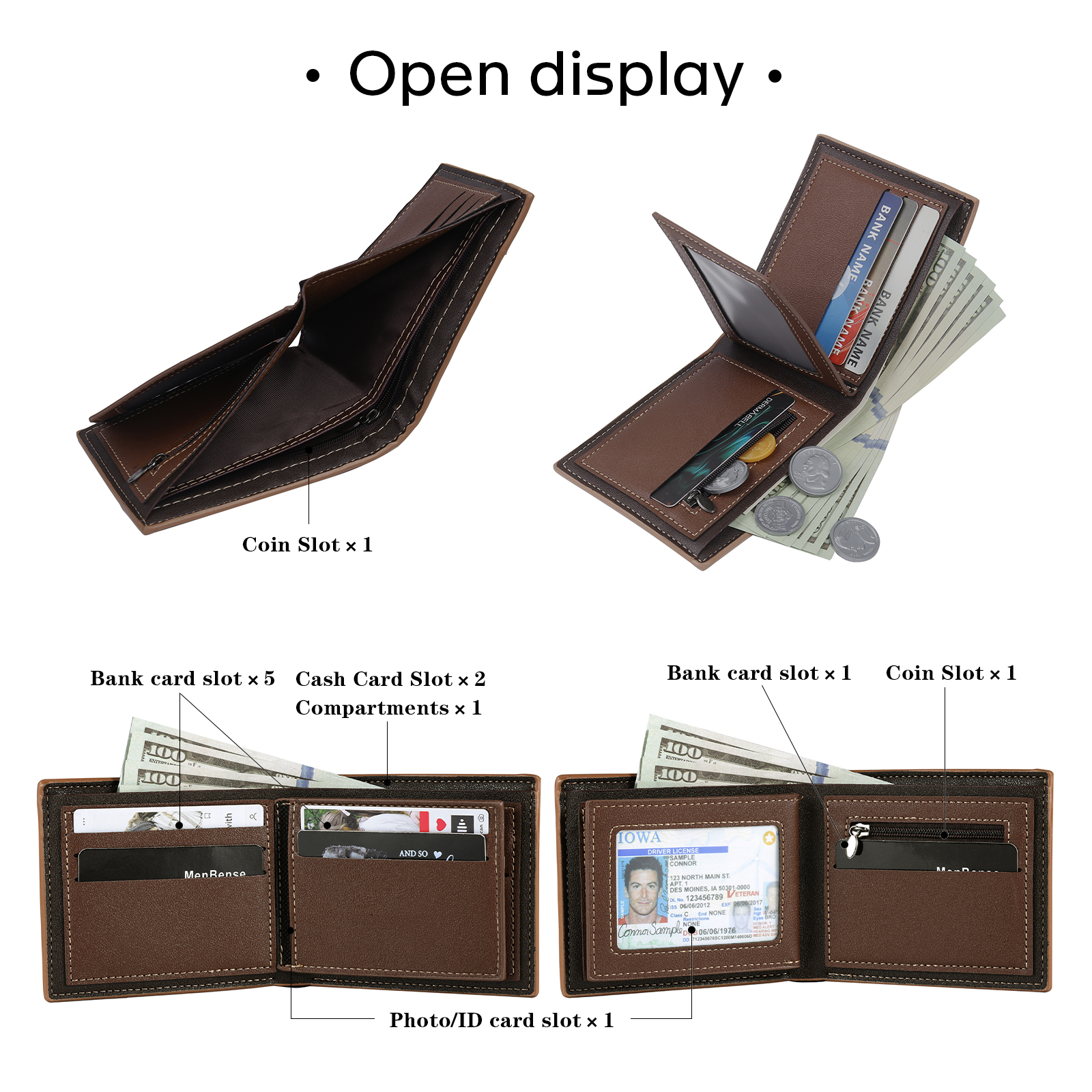 Personalised Men Wallet Customised Photo & Name & Letter Monogram Billfold Leather Wallet Gift for Him