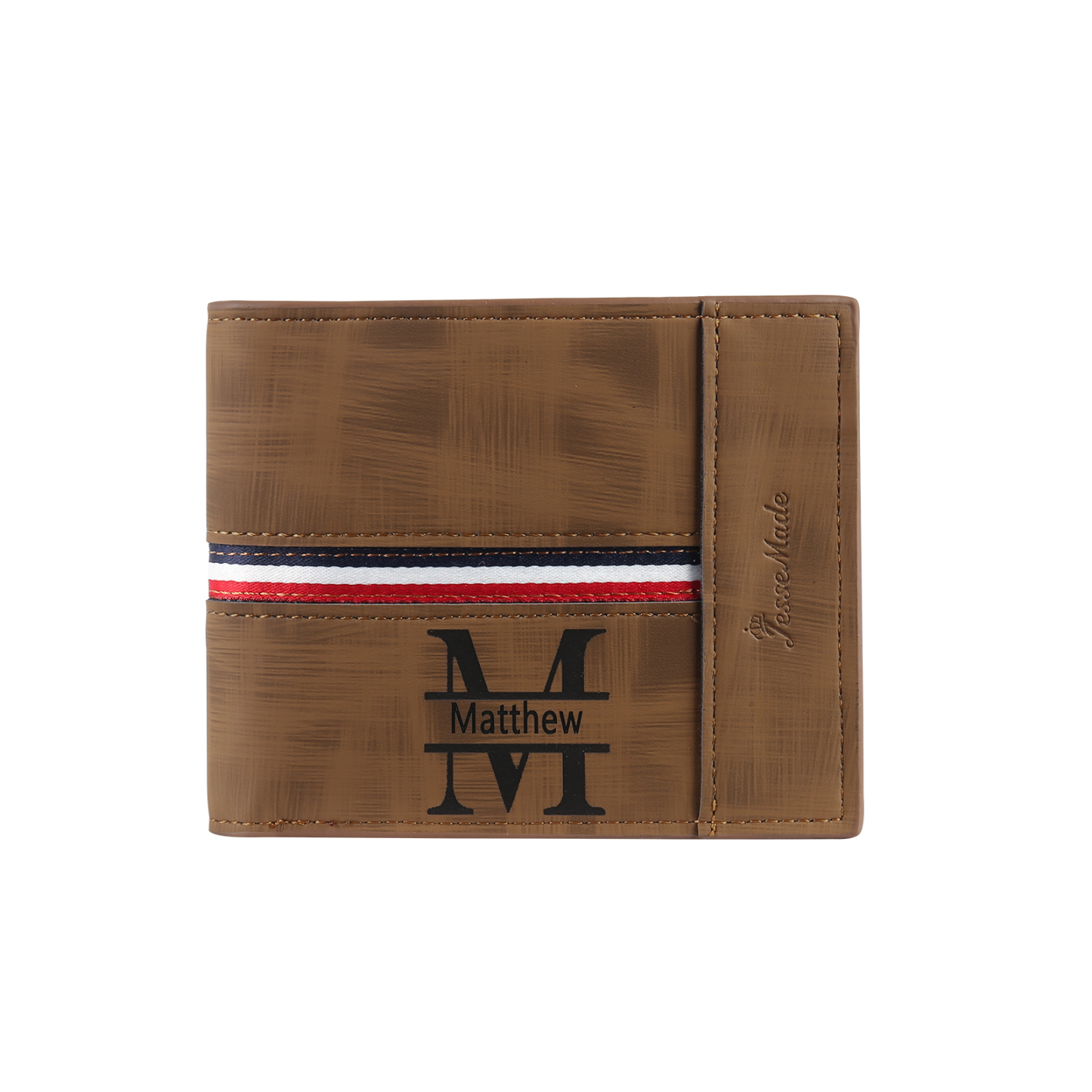 Personalised Men Wallet Customised Photo & Name & Letter Monogram Billfold Leather Wallet Gift for Him