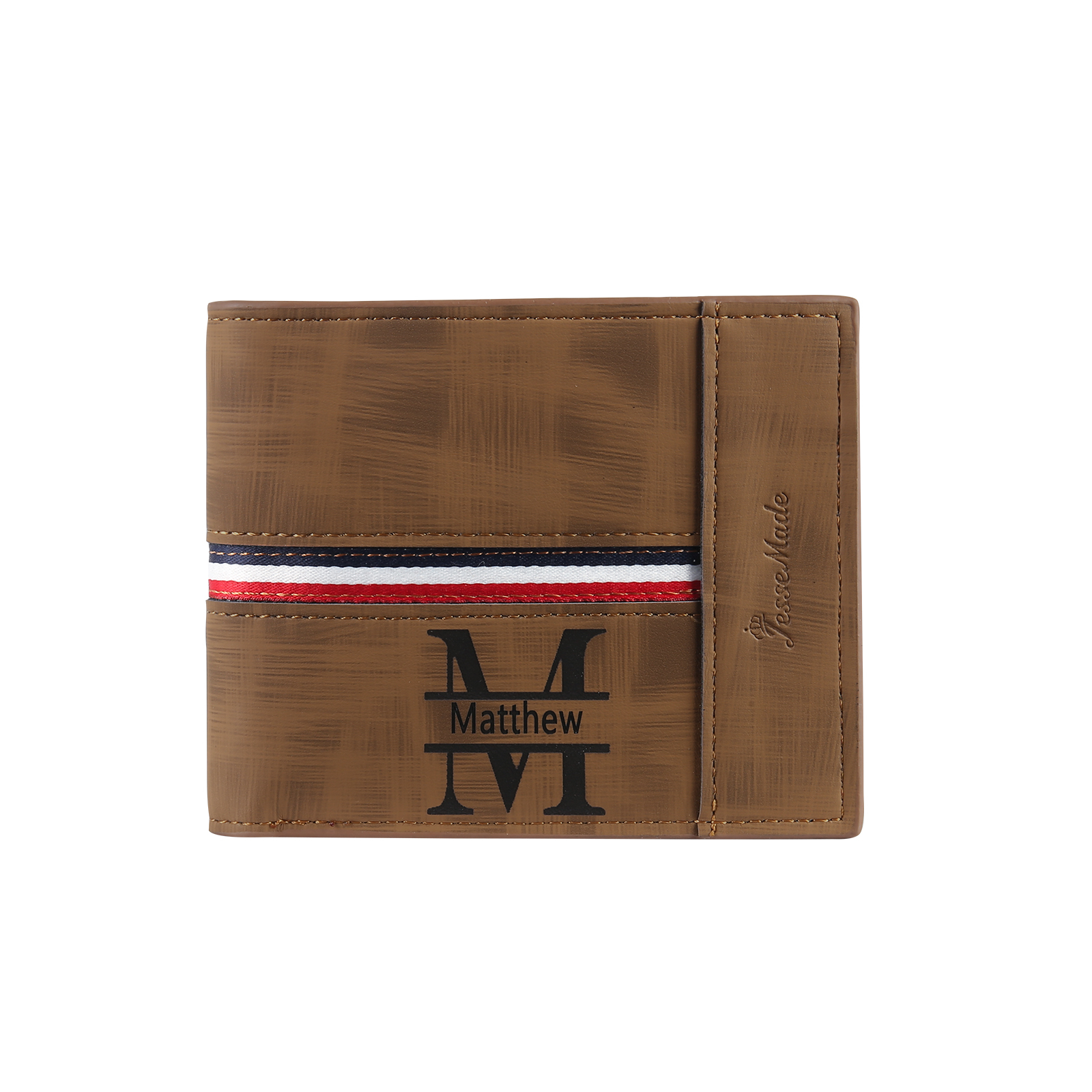 Personalised Men Wallet Customised Photo & Name & Letter Monogram Billfold Leather Wallet Gift for Him