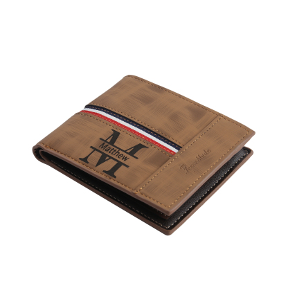 Personalised Men Wallet Customised Photo & Name & Letter Monogram Billfold Leather Wallet Gift for Him