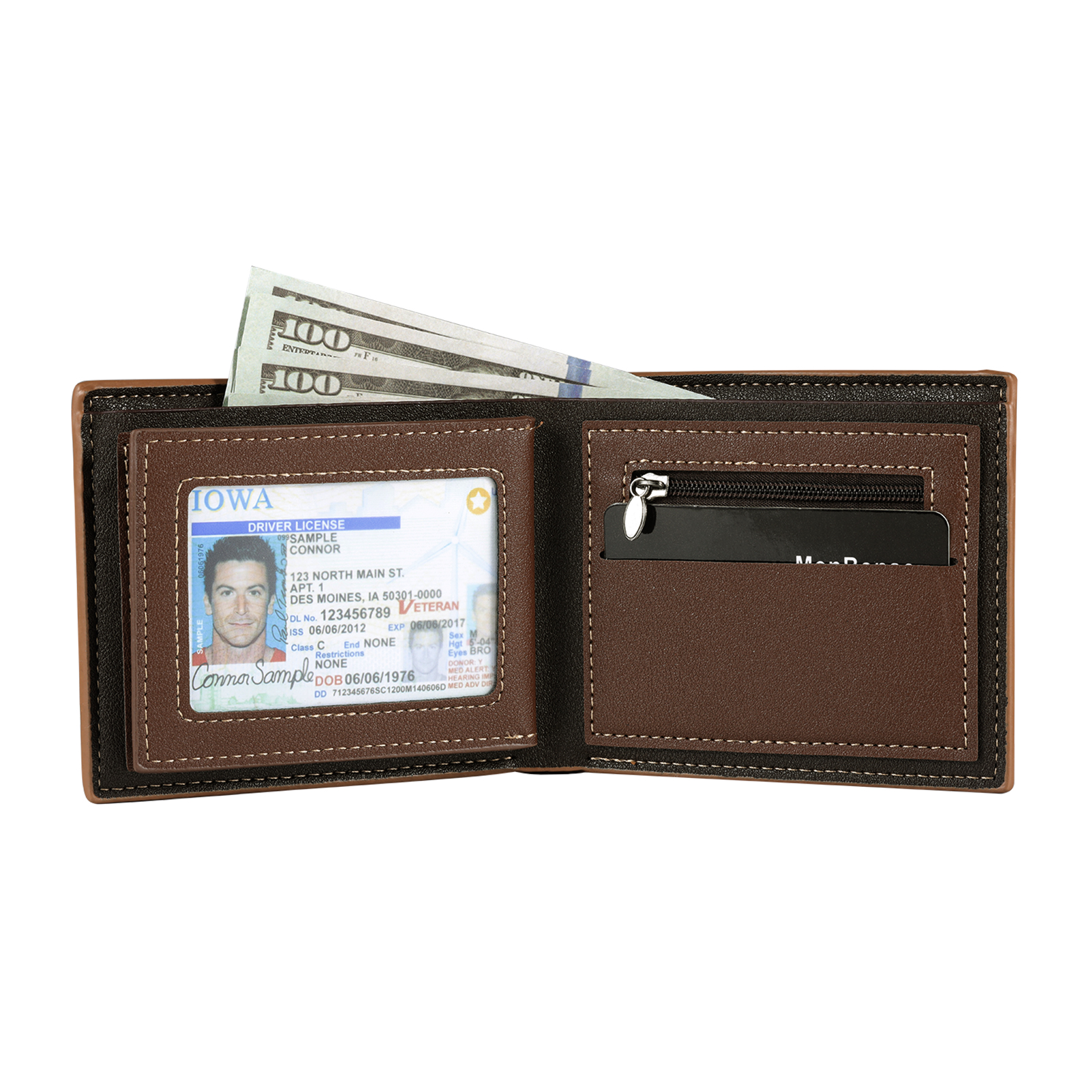 Personalised Men Wallet Customised Photo & Name & Letter Monogram Billfold Leather Wallet Gift for Him