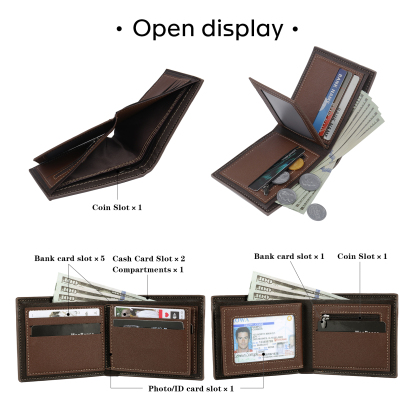 Personalised Men Wallet Customised Photo & Name & Letter Monogram Billfold Leather Wallet Gift for Him