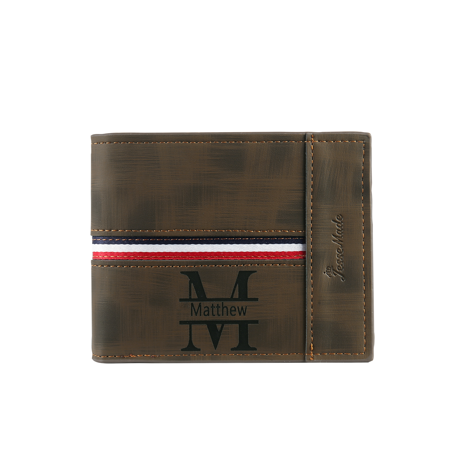 Personalised Men Wallet Customised Photo & Name & Letter Monogram Billfold Leather Wallet Gift for Him
