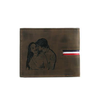 Personalised Men Wallet Customised Photo & Name & Letter Monogram Billfold Leather Wallet Gift for Him