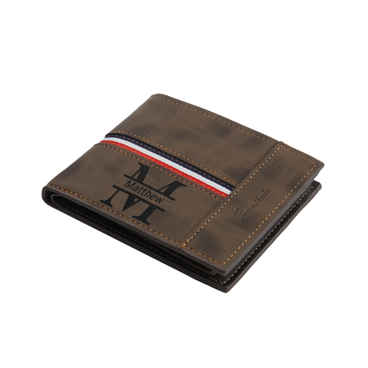 Personalised Men Wallet Customised Photo & Name & Letter Monogram Billfold Leather Wallet Gift for Him