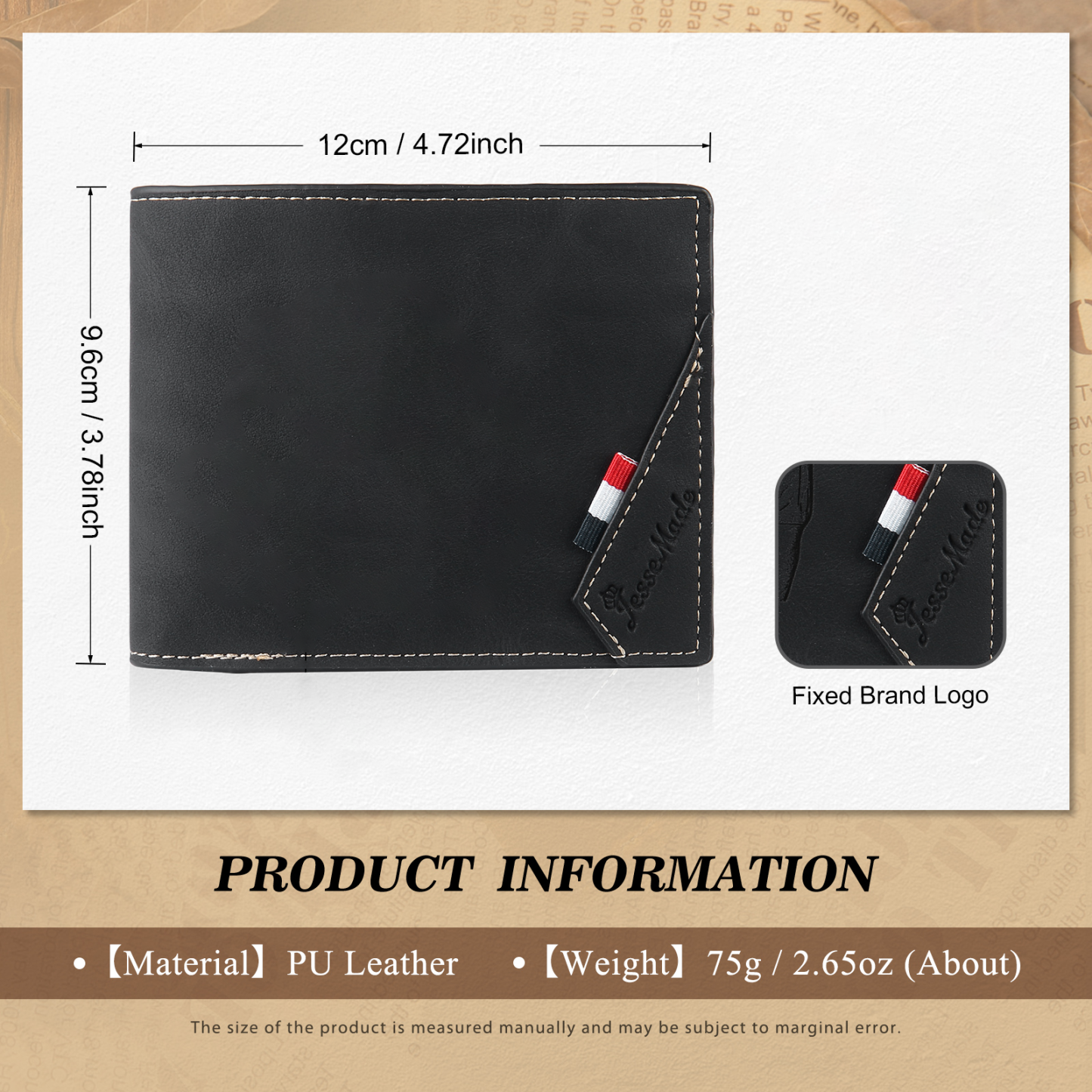 Customisable Black Wallet - Fists for Dad/Grandpa