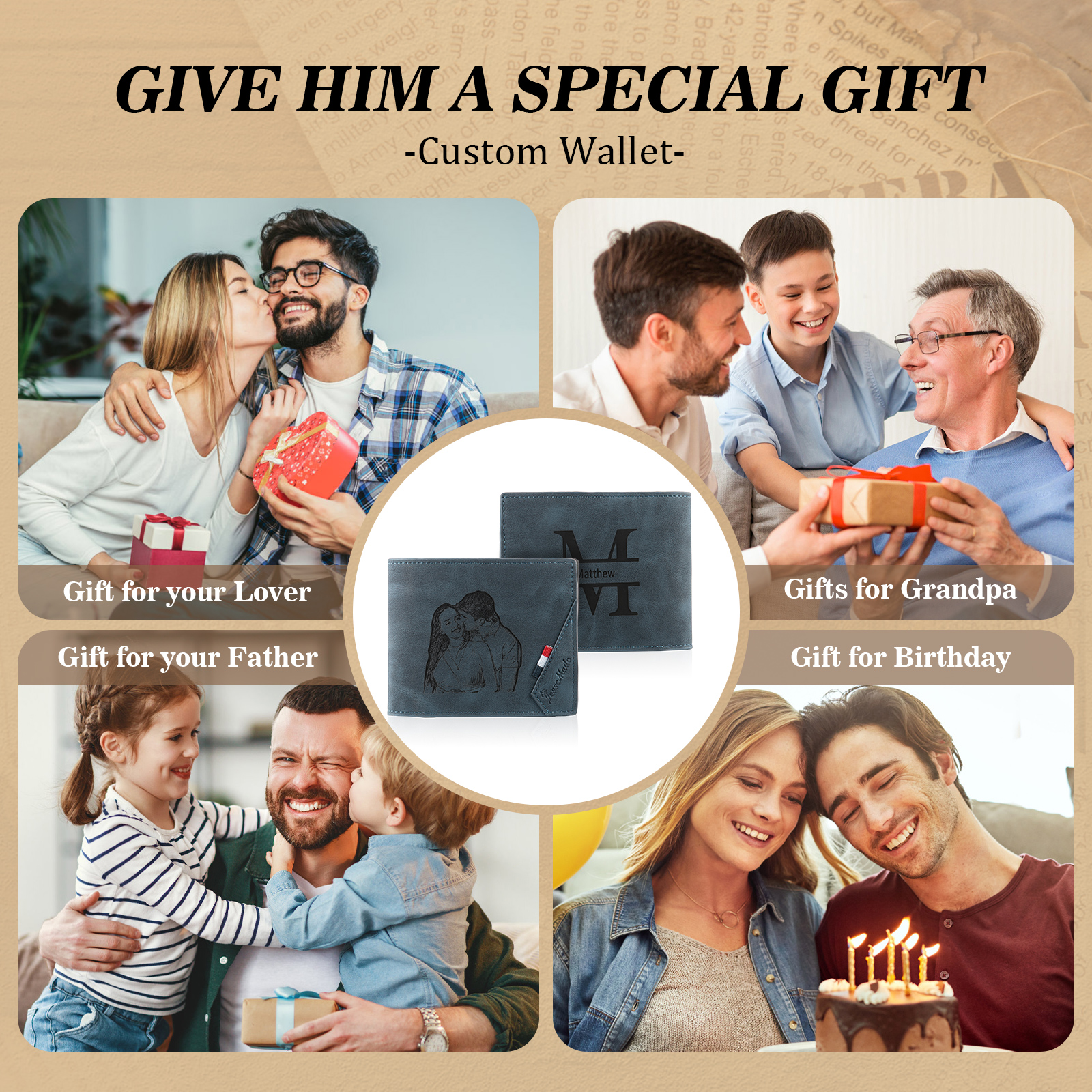 Personalised Couple Gift Box Set Custom Wallets & Keychains for Special Moments