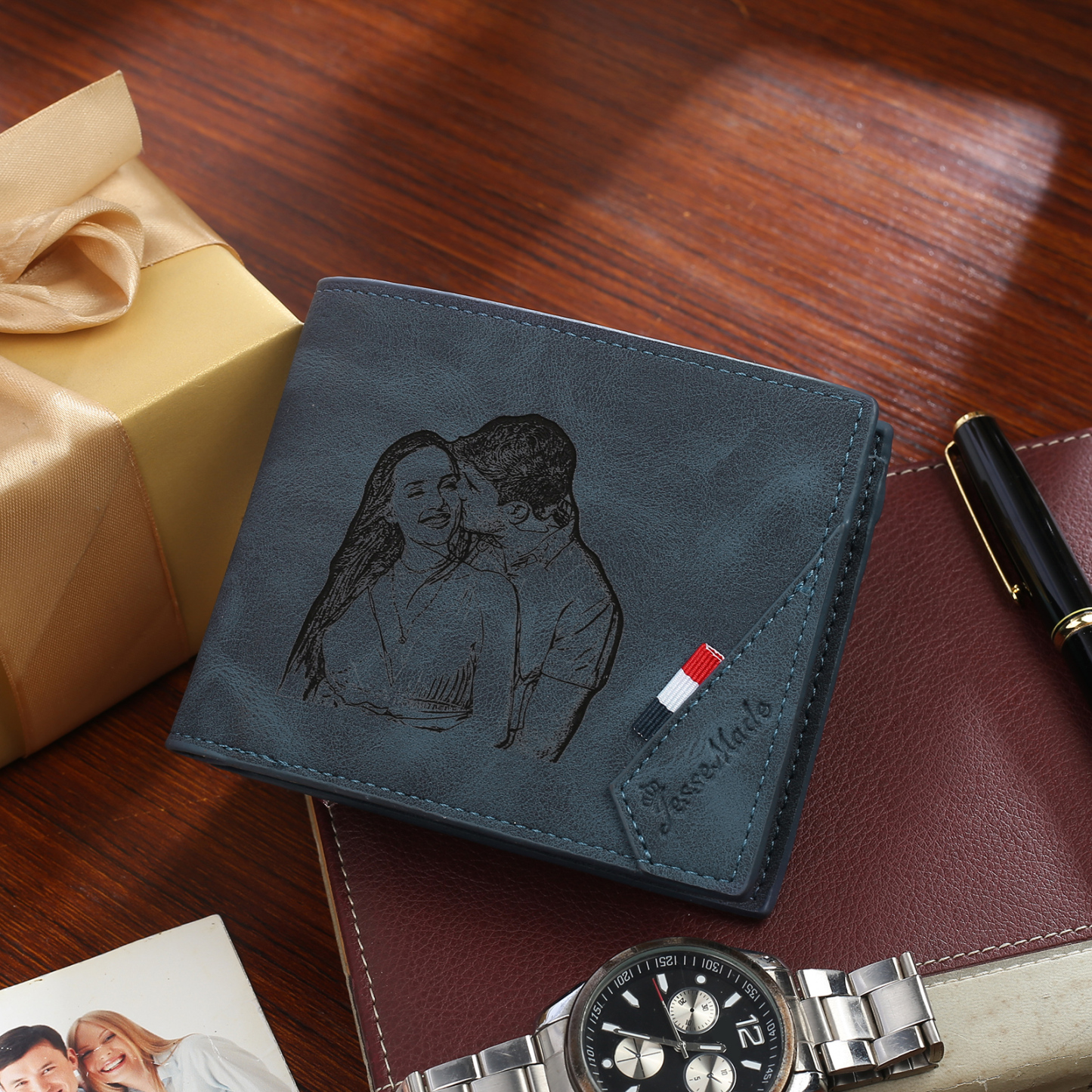 Personalised Couple Gift Box Set Custom Wallets & Keychains for Special Moments