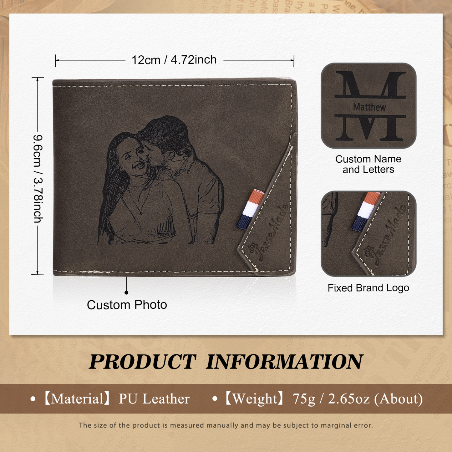 Personalised Gift Set for Him Custom Photo Wallet & Wallet Card Perfect Christmas or Valentines Day Gift