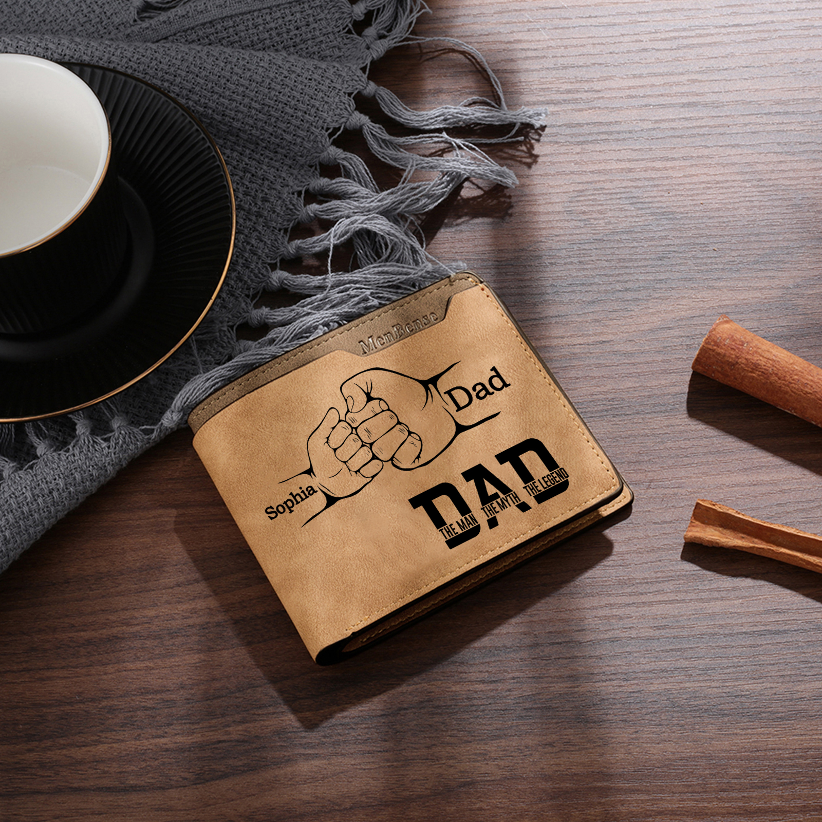 [Copy]1-6 Names Personalised Wallet with Kids’ Name and Photo – Gift for Dad/Grandpa | Jessemade