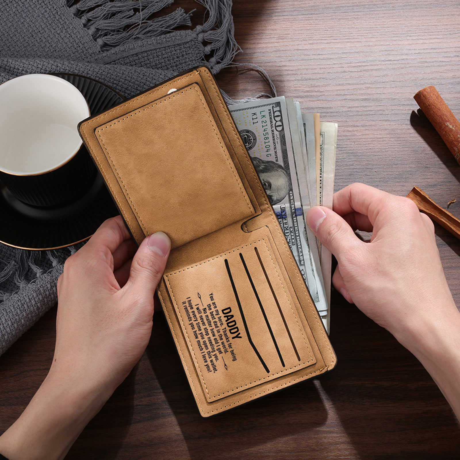 [Copy]1-6 Names Personalised Wallet with Kids’ Name and Photo – Gift for Dad/Grandpa | Jessemade