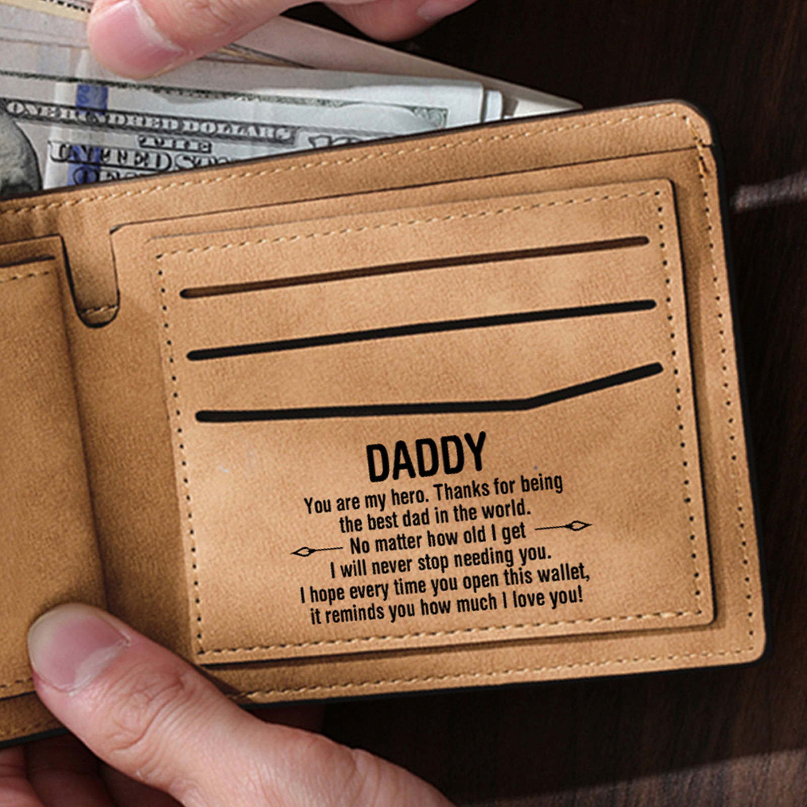 [Copy]1-6 Names Personalised Wallet with Kids’ Name and Photo – Gift for Dad/Grandpa | Jessemade