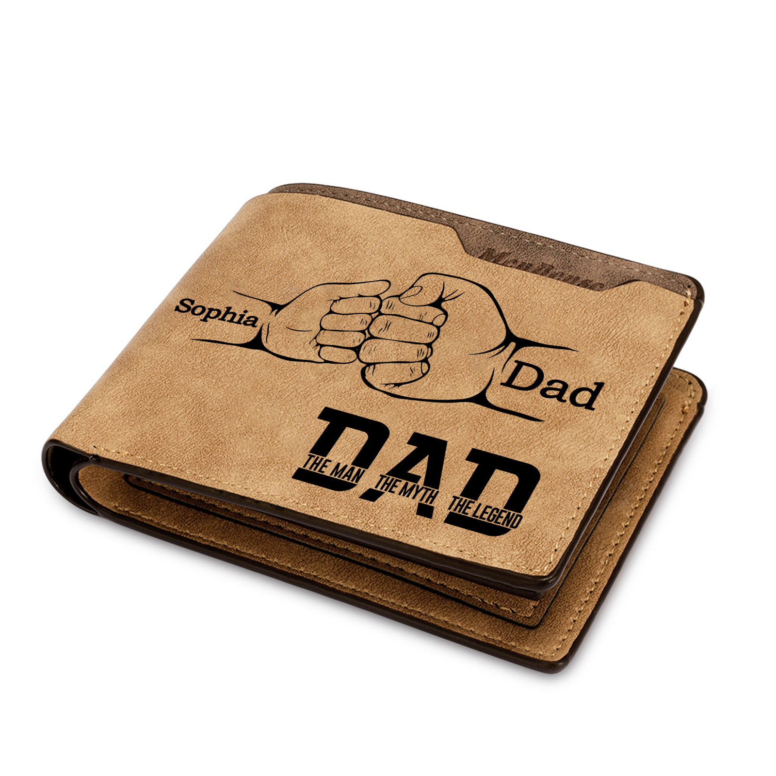 [Copy]1-6 Names Personalised Wallet with Kids’ Name and Photo – Gift for Dad/Grandpa | Jessemade