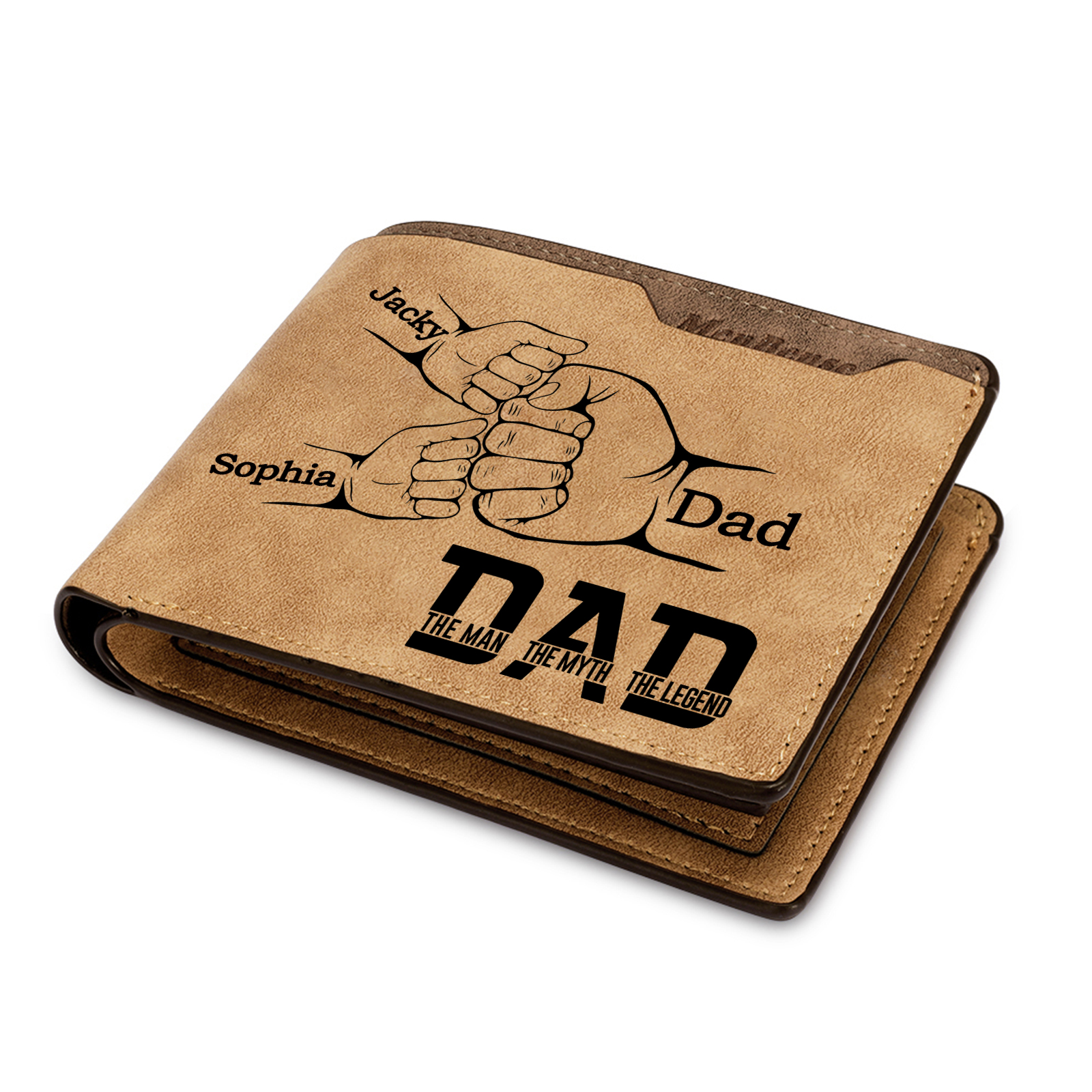 [Copy]1-6 Names Personalised Wallet with Kids’ Name and Photo – Gift for Dad/Grandpa | Jessemade