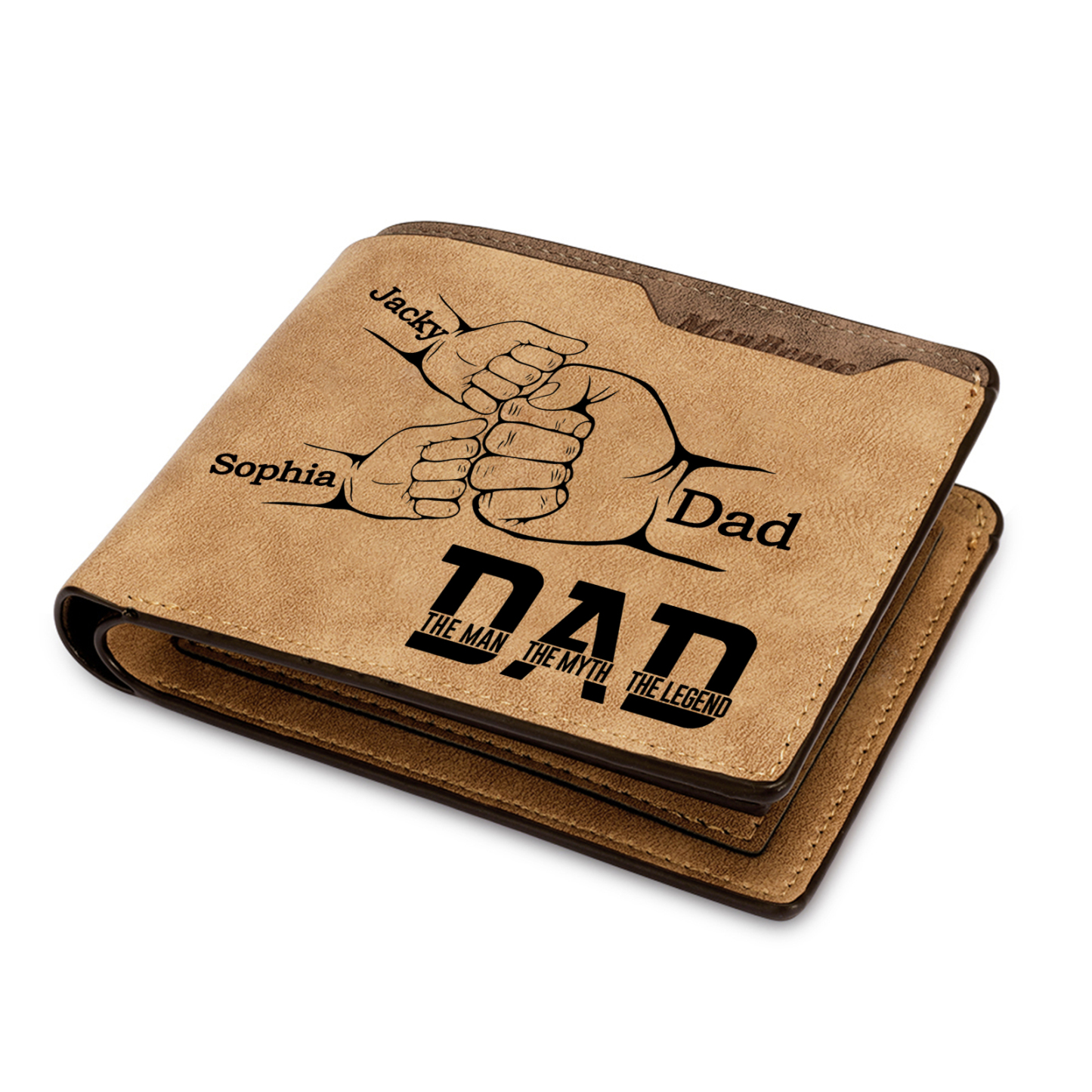 [Copy]1-6 Names Personalised Wallet with Kids’ Name and Photo – Gift for Dad/Grandpa | Jessemade