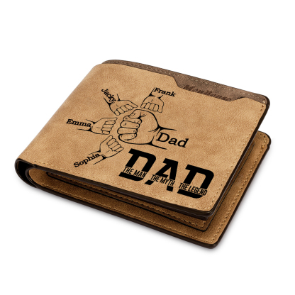 [Copy]1-6 Names Personalised Wallet with Kids’ Name and Photo – Gift for Dad/Grandpa | Jessemade