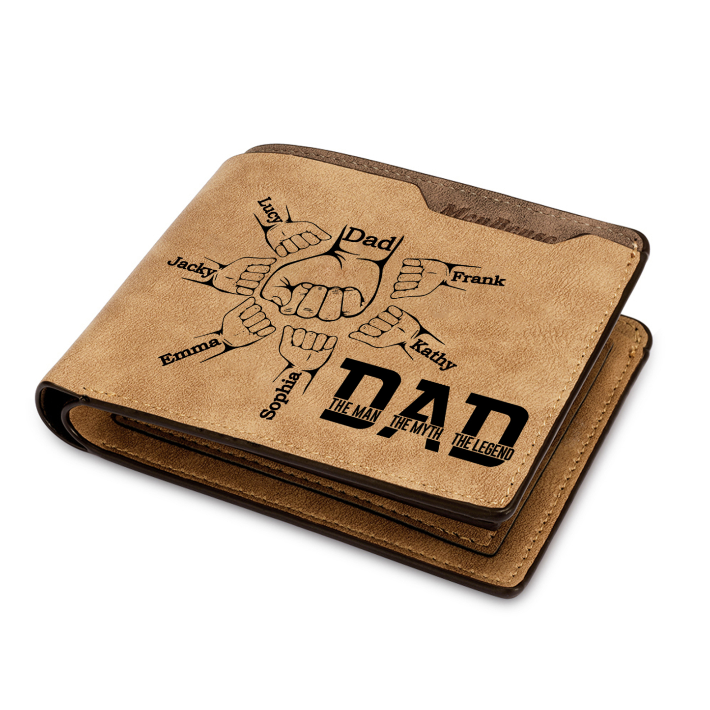 [Copy]1-6 Names Personalised Wallet with Kids’ Name and Photo – Gift for Dad/Grandpa | Jessemade