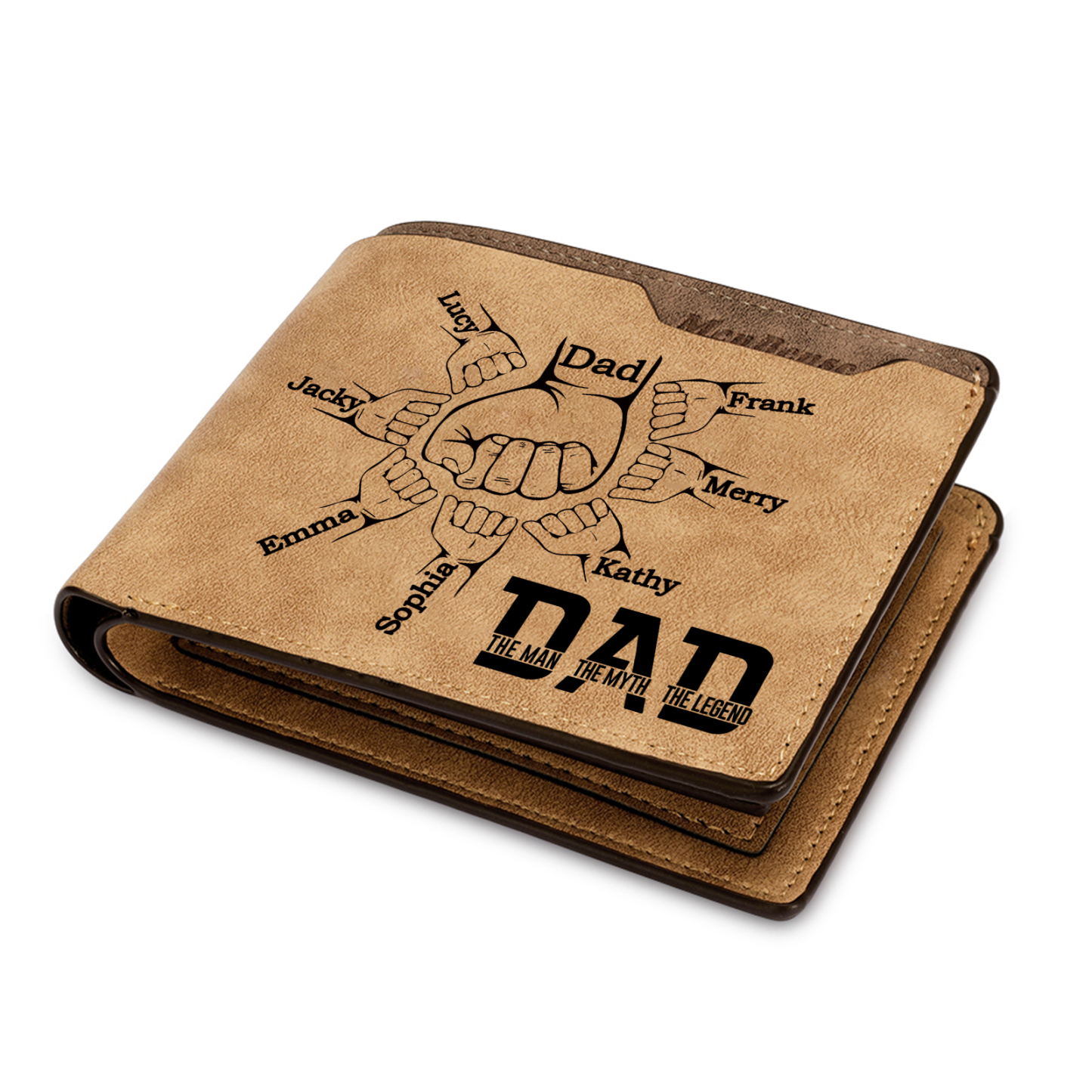 [Copy]1-6 Names Personalised Wallet with Kids’ Name and Photo – Gift for Dad/Grandpa | Jessemade
