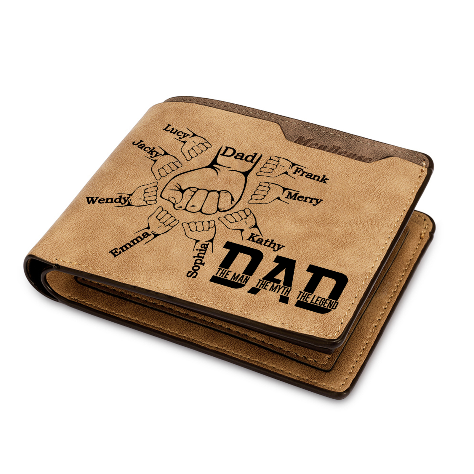 [Copy]1-6 Names Personalised Wallet with Kids’ Name and Photo – Gift for Dad/Grandpa | Jessemade