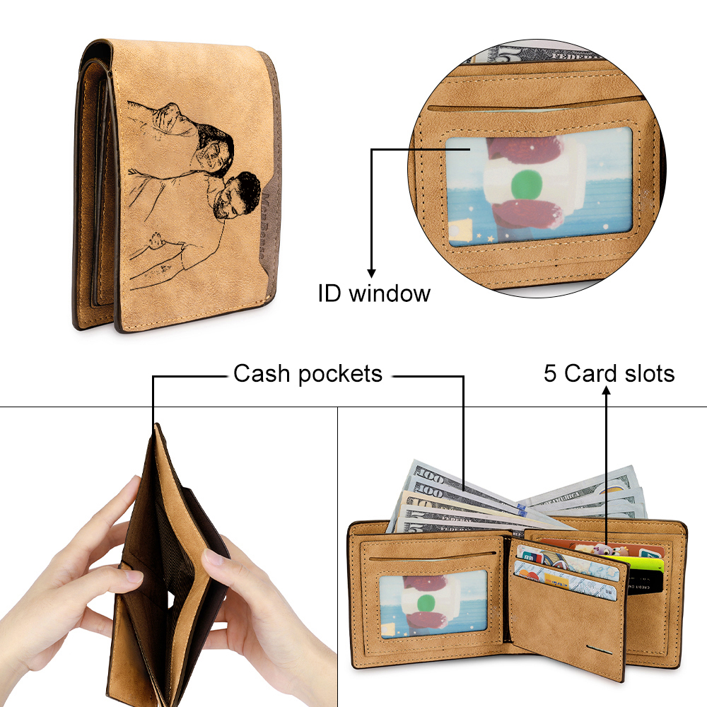 Personalized Brown Wallet with 2 Photos The Perfect Gift for Him
