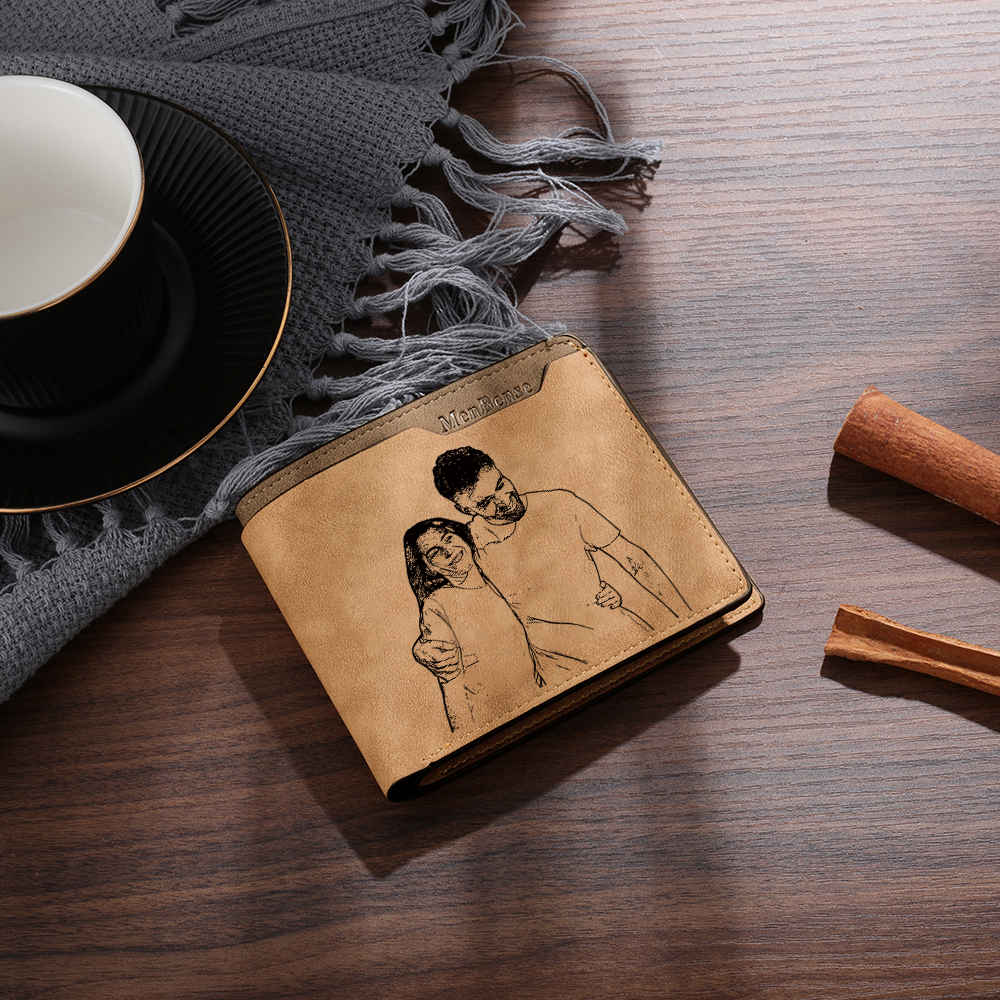 Personalized Brown Wallet with 2 Photos The Perfect Gift for Him