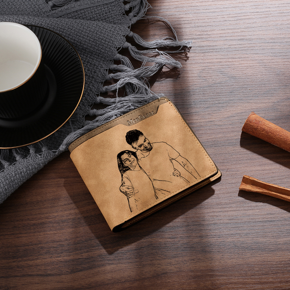 Personalized Brown Wallet with 2 Photos The Perfect Gift for Him