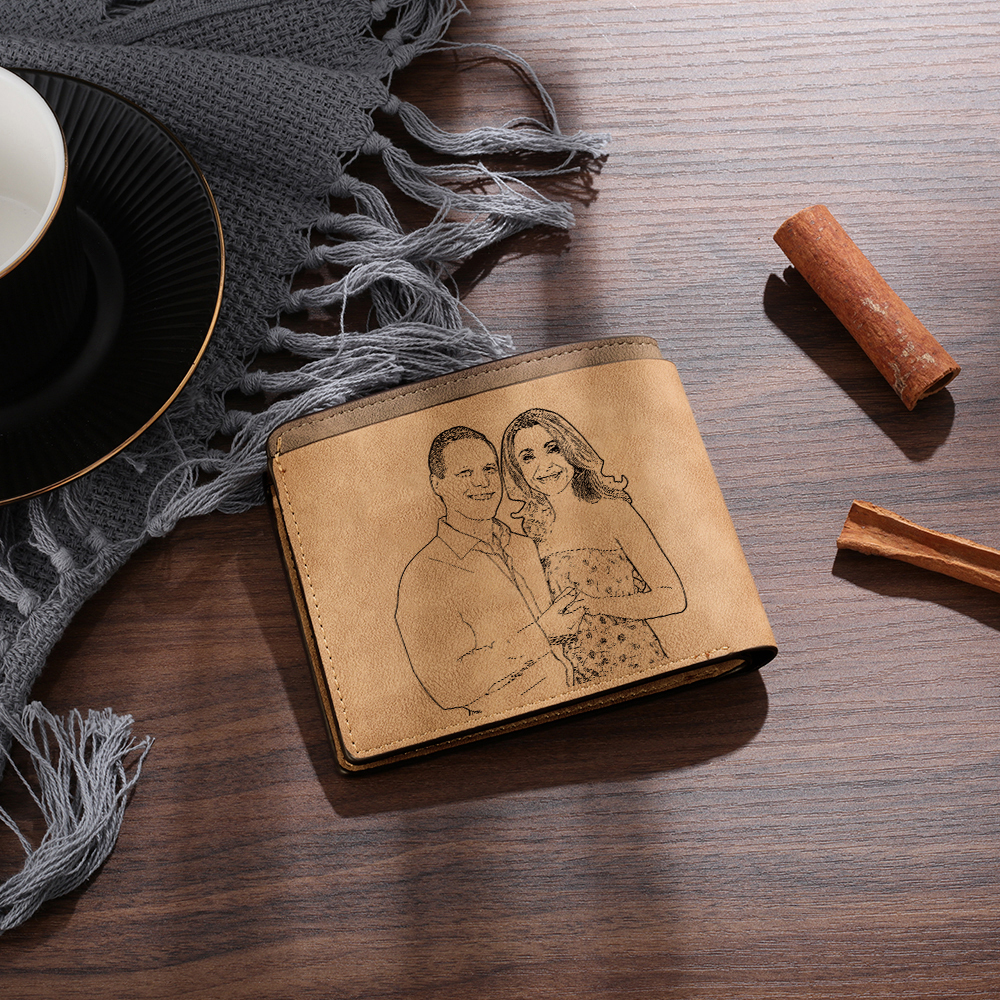 Personalized Brown Wallet with 2 Photos The Perfect Gift for Him