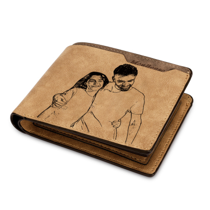Personalized Brown Wallet with 2 Photos The Perfect Gift for Him