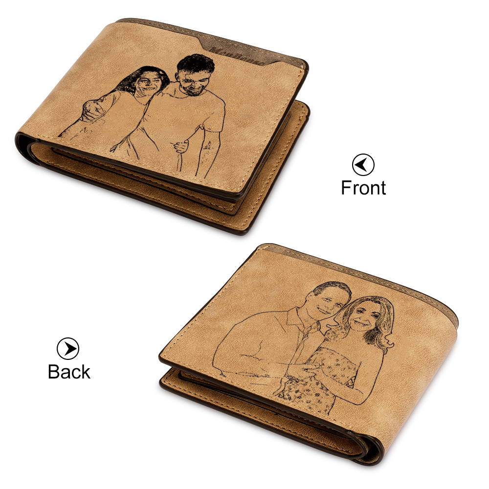 Personalized Brown Wallet with 2 Photos The Perfect Gift for Him