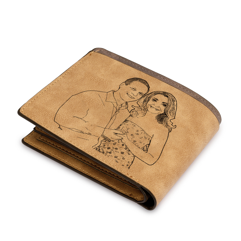 Personalized Brown Wallet with 2 Photos The Perfect Gift for Him