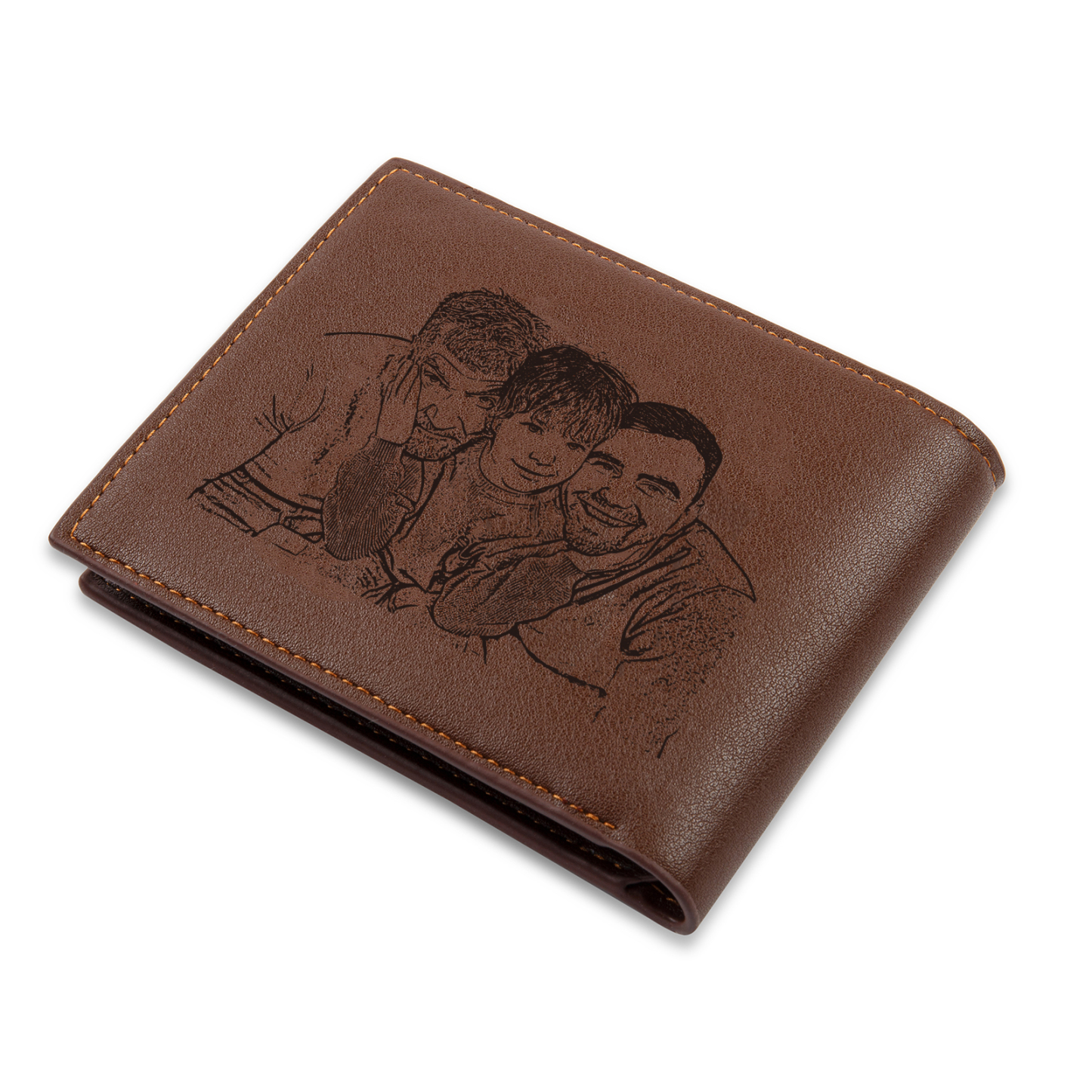 Custom Engraved Dad Wallet – 3 Names & 1 Photo Personalised Leather Wallet for Father's Day | Jessemade