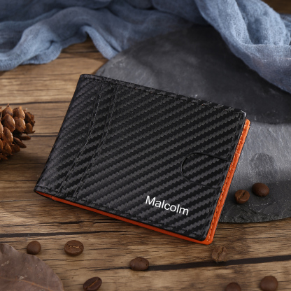 Personalised 1 Name Billfold Wallet with Anti-Theft Swipe Custom Leather Wallet Black Gifts for Men-Jessemade AU