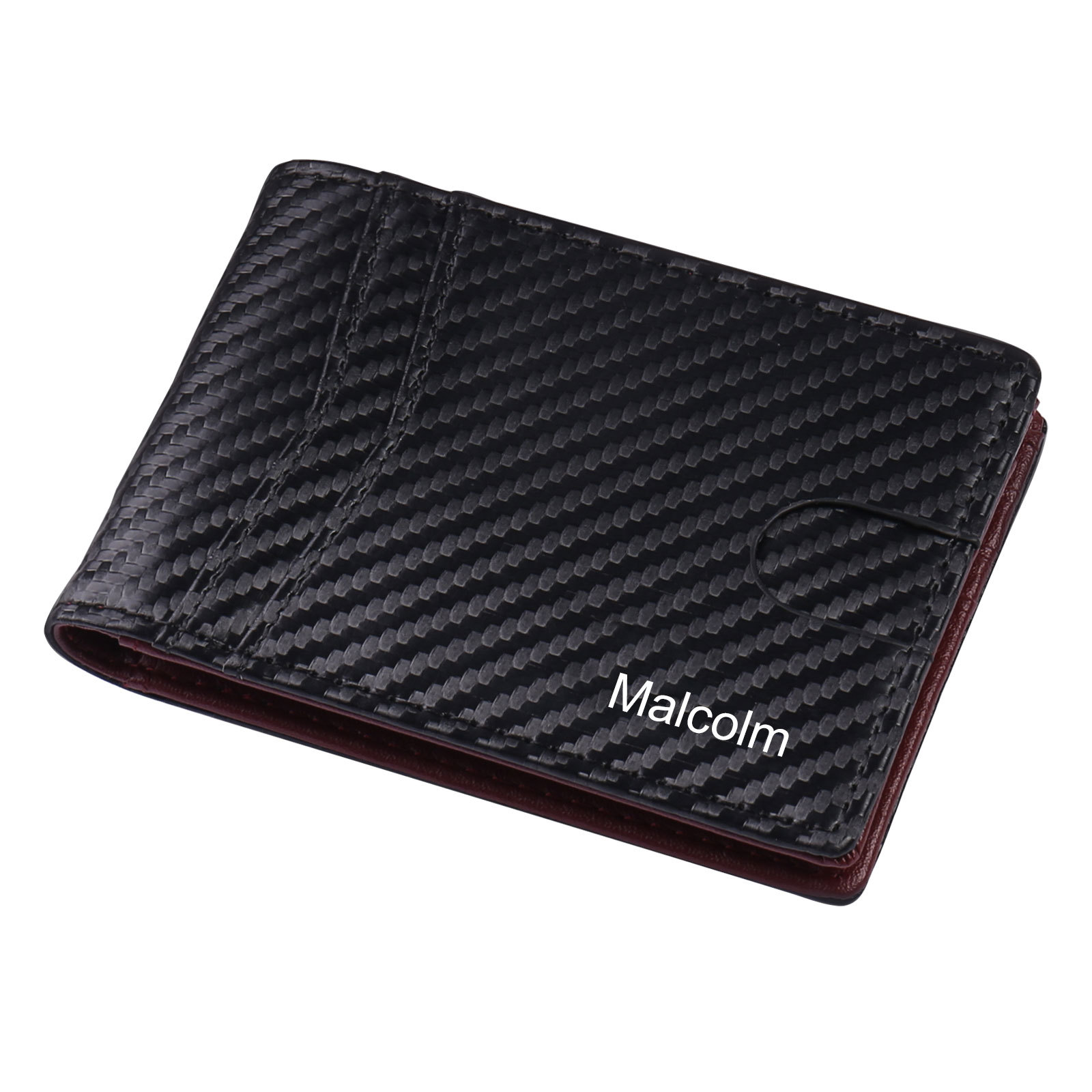 Personalised 1 Name Billfold Wallet with Anti-Theft Swipe Custom Leather Wallet Black Gifts for Men-Jessemade AU