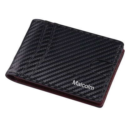 Personalised 1 Name Billfold Wallet with Anti-Theft Swipe Custom Leather Wallet Black Gifts for Men-Jessemade AU