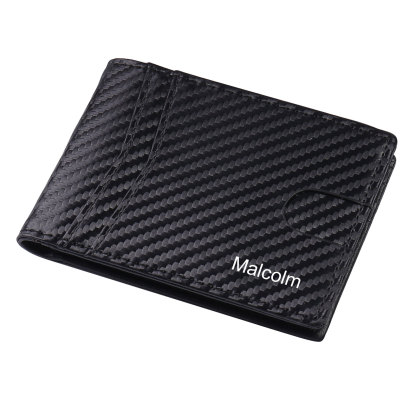 Personalised 1 Name Billfold Wallet with Anti-Theft Swipe Custom Leather Wallet Black Gifts for Men-Jessemade AU