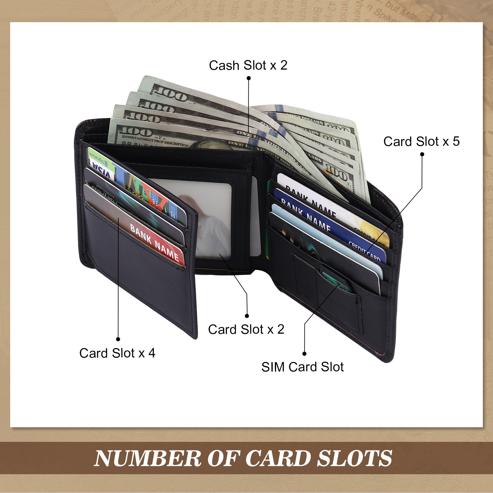 Personalised Name Trifold Wallet Custom Monogram Leather Wallet with Anti-Theft Swipe Gifts for Men