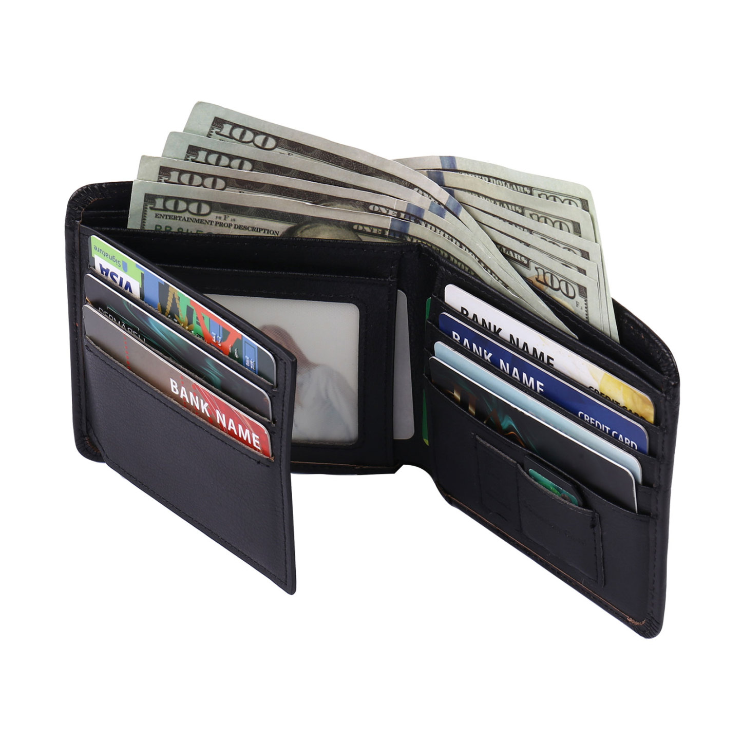 Personalised Name Trifold Wallet Custom Monogram Leather Wallet with Anti-Theft Swipe Gifts for Men