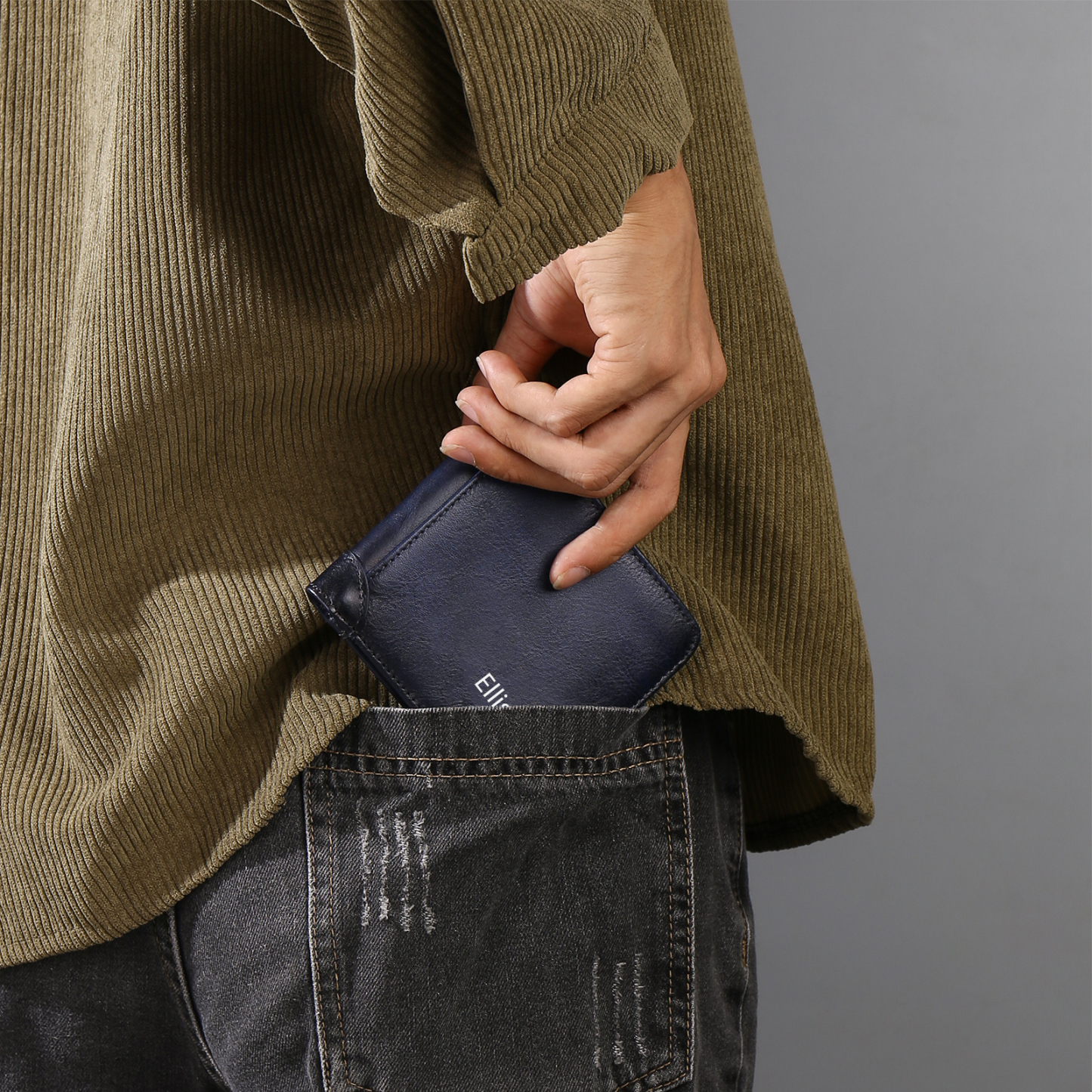 Personalised Name Trifold Wallet Custom Monogram Leather Wallet with Anti-Theft Swipe Gifts for Men