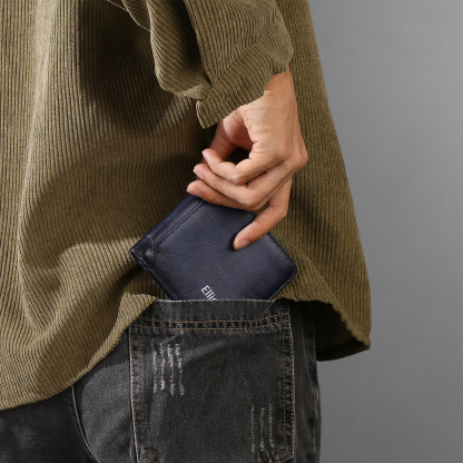 Personalised Name Trifold Wallet Custom Monogram Leather Wallet with Anti-Theft Swipe Gifts for Men