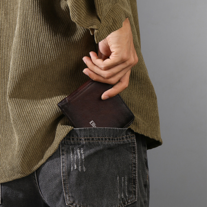 Personalised Name Trifold Wallet Custom Monogram Leather Wallet with Anti-Theft Swipe Gifts for Men-Jessemade AU