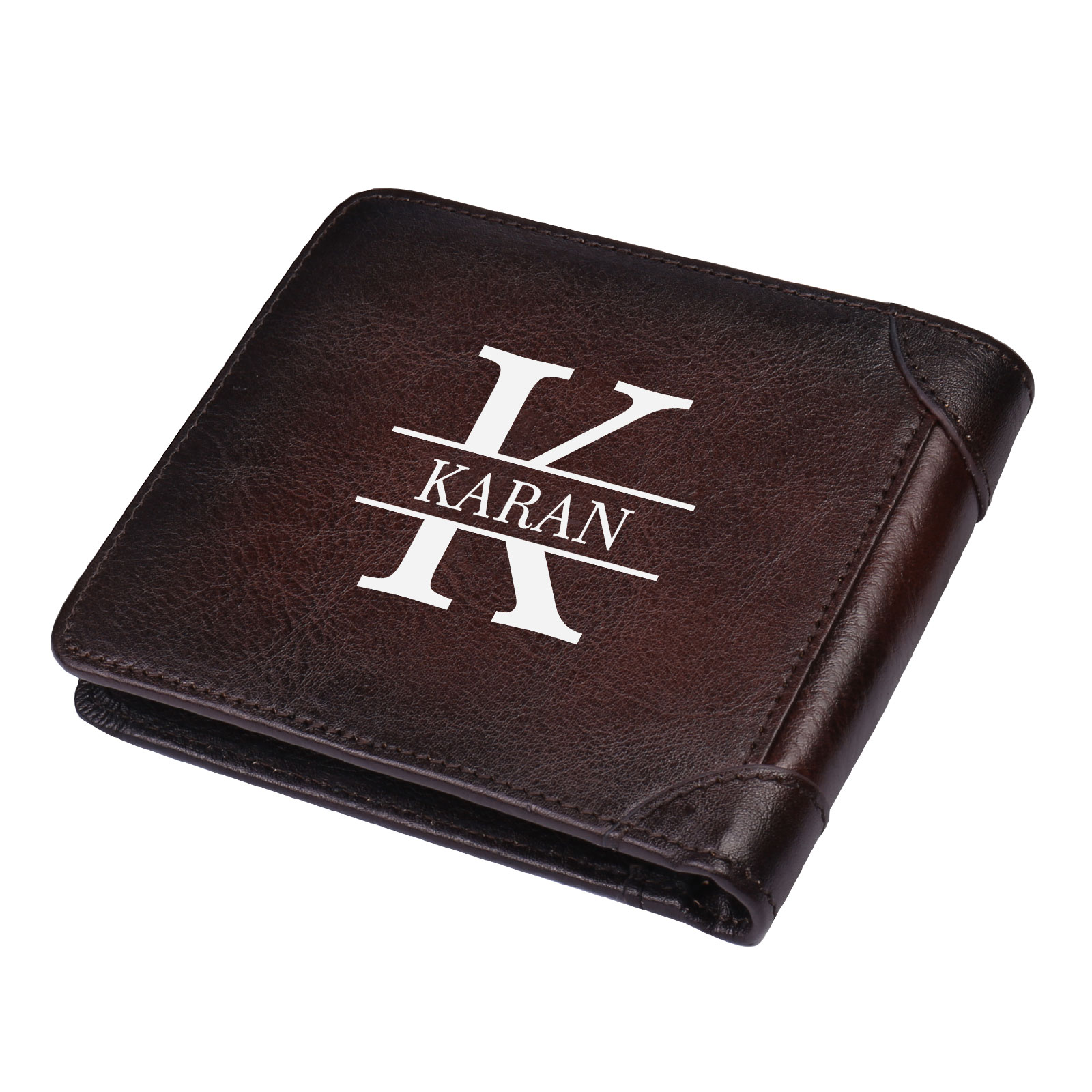Personalised Name Trifold Wallet Custom Monogram Leather Wallet with Anti-Theft Swipe Gifts for Men-Jessemade AU