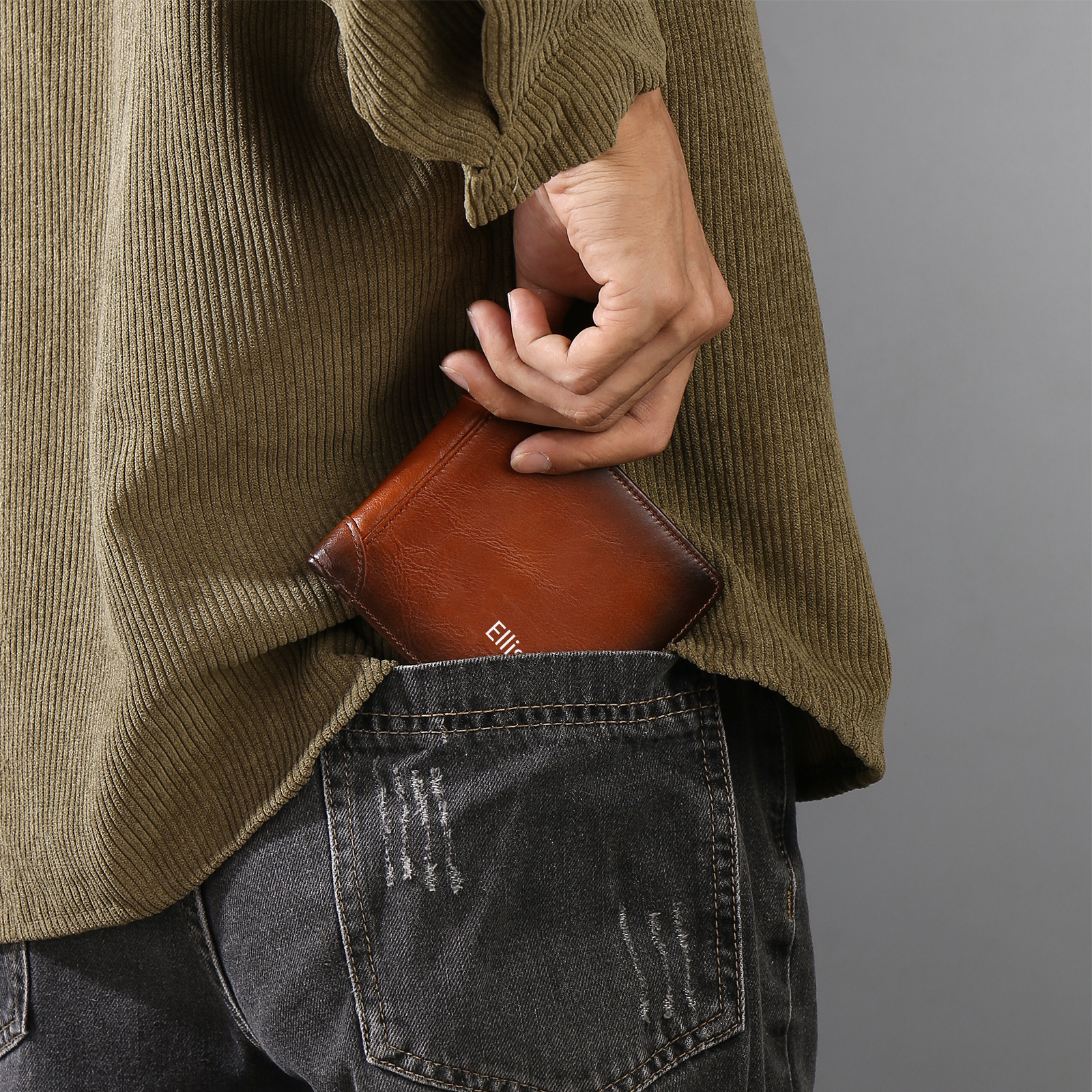 Personalised Name Trifold Wallet Custom Monogram Leather Wallet with Anti-Theft Swipe Gifts for Men-Jessemade AU