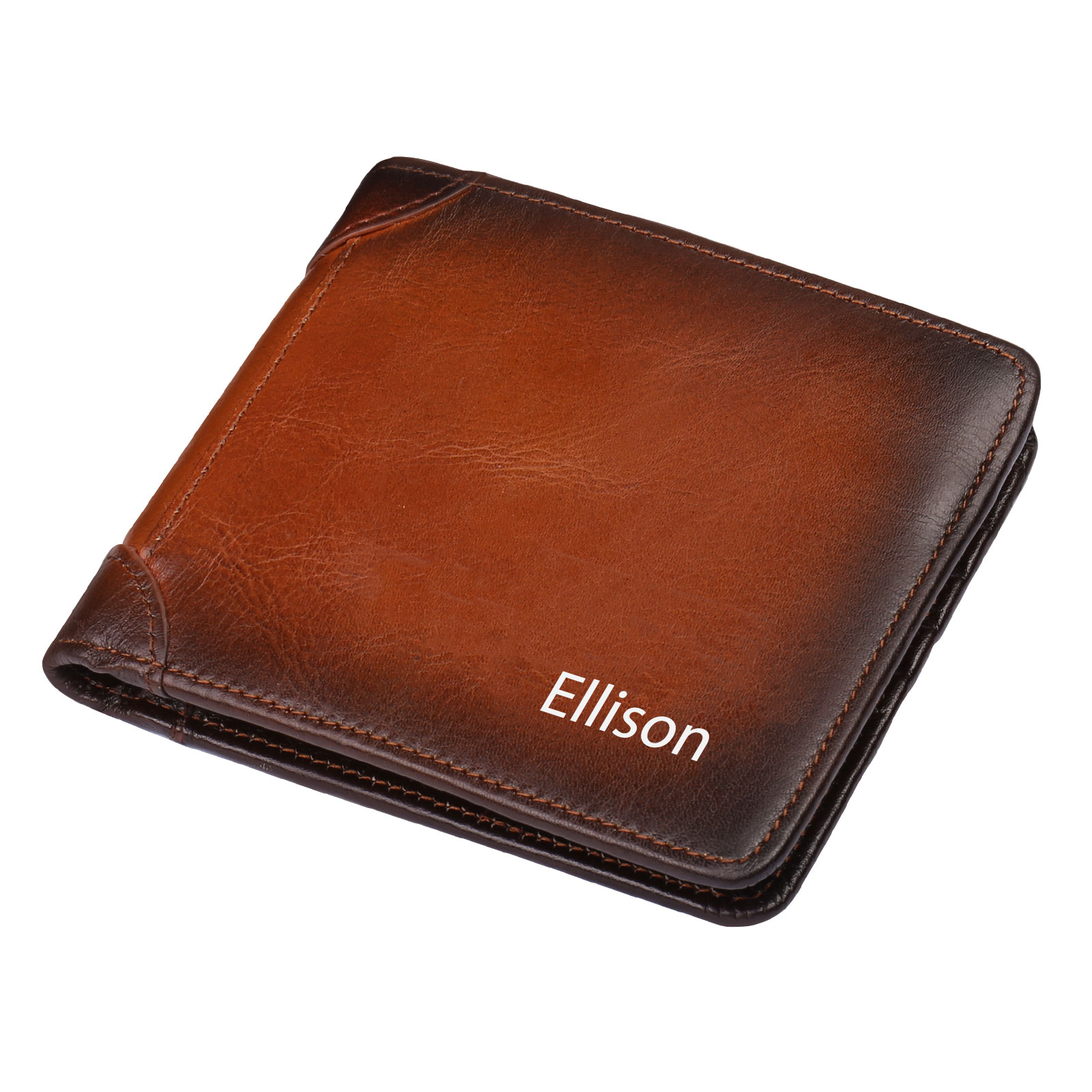 Personalised Name Trifold Wallet Custom Monogram Leather Wallet with Anti-Theft Swipe Gifts for Men-Jessemade AU