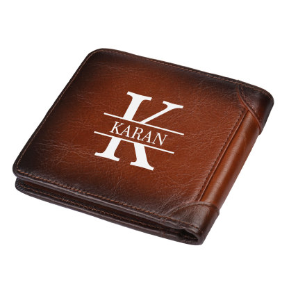 Personalised Name Trifold Wallet Custom Monogram Leather Wallet with Anti-Theft Swipe Gifts for Men-Jessemade AU