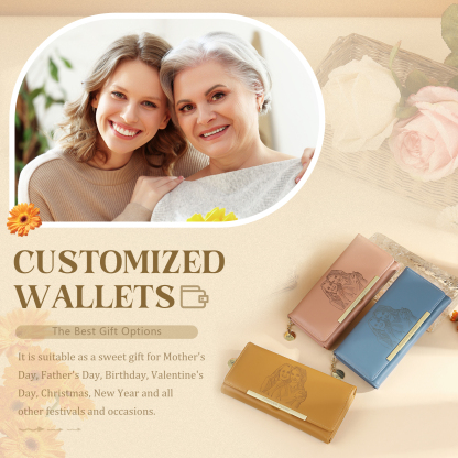 Personalised Women Wallet with Custom Photo and Engraved Letter-Jessemade AU