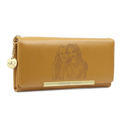 Personalised Women Wallet with Custom Photo and Engraved Letter-Jessemade AU